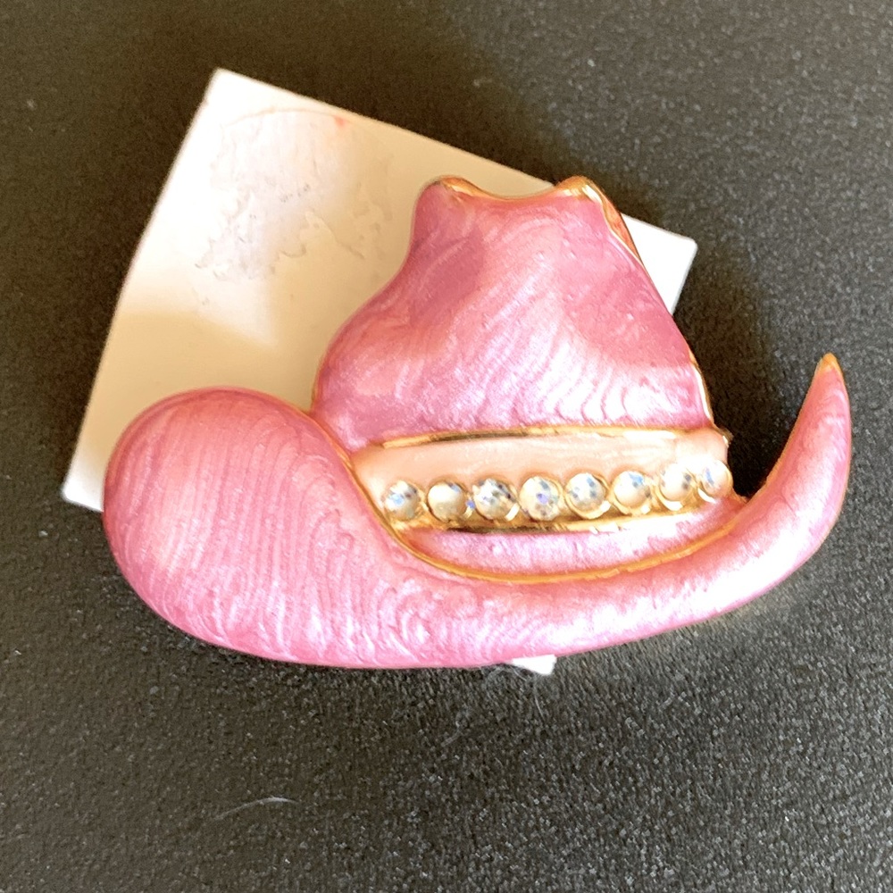 Art Deco Vintage Pink Cowboy Hat Brooch
